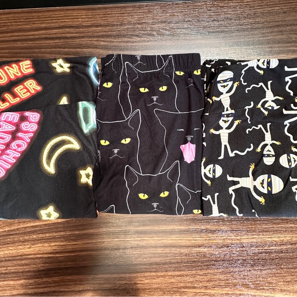 3 Pack Halloween Black Themed Leggings (Psychic, Cats, and Mummies) IW-213 - Picture 1 of 13